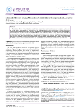 Effect of Different Drying Method on Volatile Flavor Compounds Of