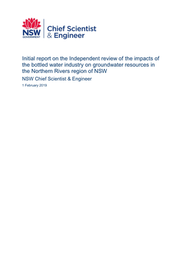 Initial Report on the Independent Review of the Impacts of the Bottled