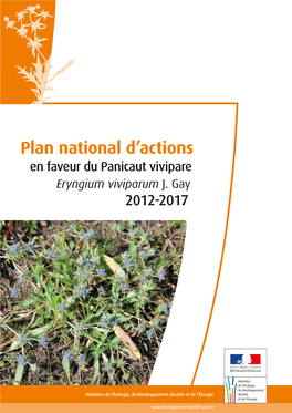 Plan National D'actions En Faveur Du Panicaut Vivipare