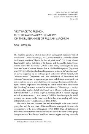 On the Russianness of Russian Imaginism