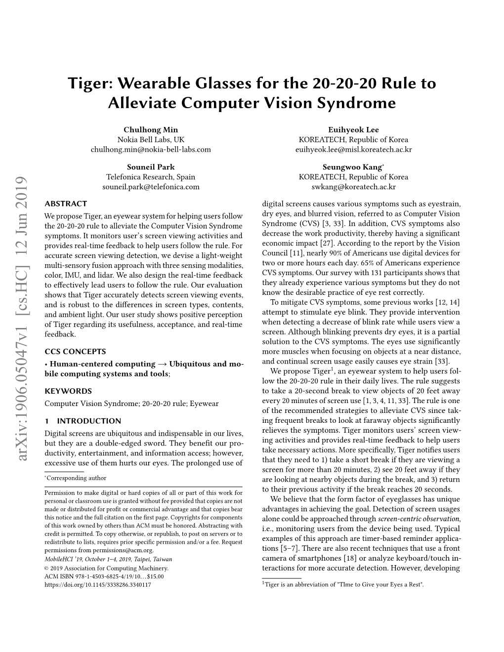 Wearable Glasses for the 20-20-20 Rule to Alleviate Computer Vision Syndrome