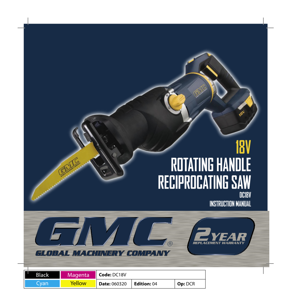 Rotating Handle Reciprocating Saw Dc18v Instruction Manual