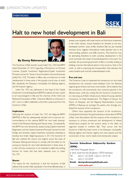 Halt to New Hotel Development in Bali