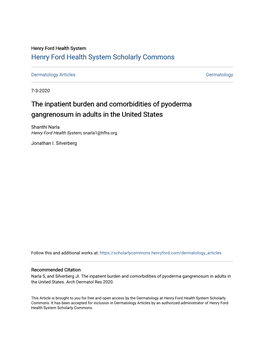 The Inpatient Burden and Comorbidities of Pyoderma Gangrenosum in Adults in the United States