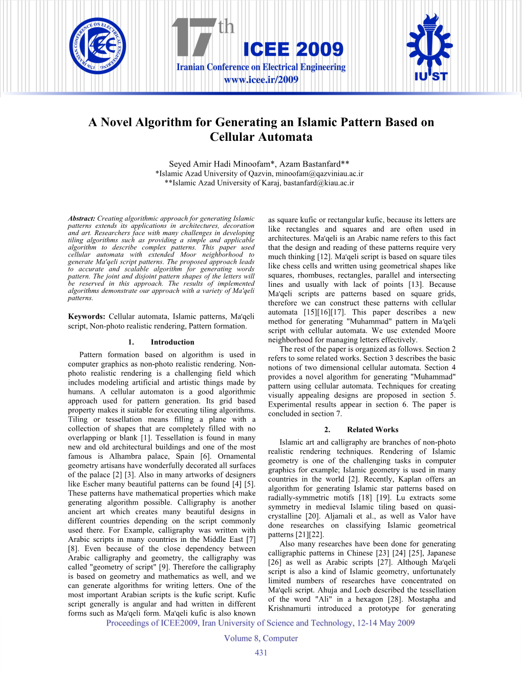 A Novel Algorithm for Generating an Islamic Pattern Based on Cellular Automata