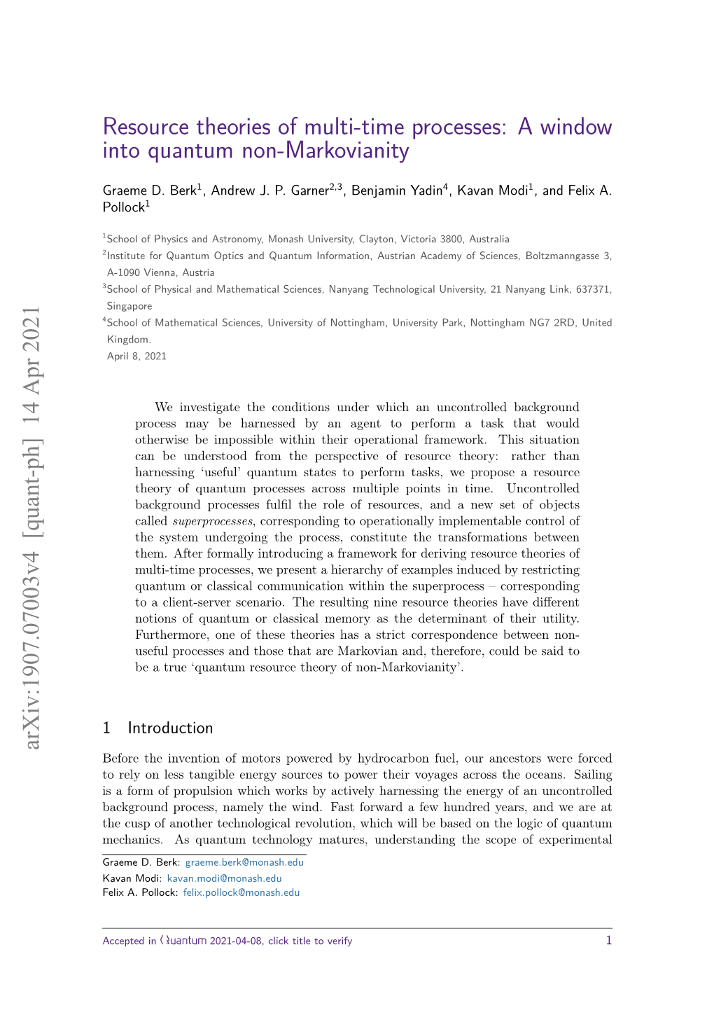 Resource Theories of Multi-Time Processes: a Window Into Quantum Non-Markovianity