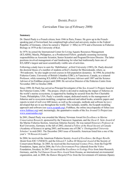 Curriculum Vitae (To November 2002)