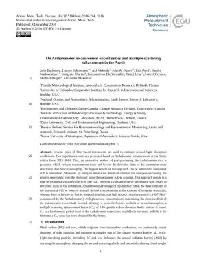 On Aethalometer Measurement Uncertainties and Multiple Scattering Enhancement in the Arctic