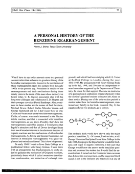 A Personal History of the Benzidine Rearrangement