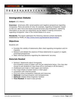 Hea Verd Immigration Debate