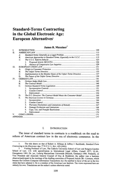 Standard-Terms Contracting in the Global Electronic Age: European Alternatives1