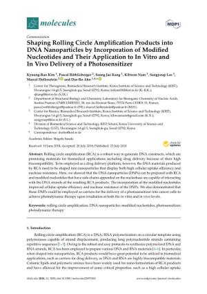 Shaping Rolling Circle Amplification Products Into DNA Nanoparticles by Incorporation of Modified Nucleotides and Their Applicat