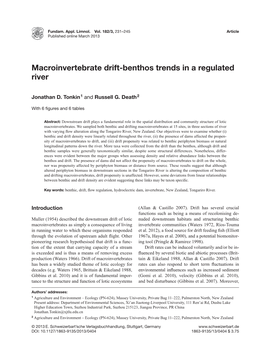 Macroinvertebrate Drift-Benthos Trends in a Regulated River