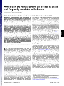 Ohnologs in the Human Genome Are Dosage Balanced and Frequently Associated with Disease