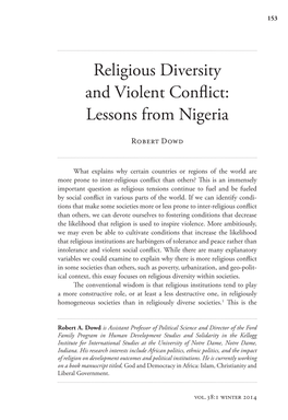 Religious Diversity and Violent Conflict: Lessons from Nigeria