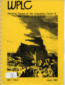 Papers of the Linguistics Circle of Vol.1 No.2 June ,1981