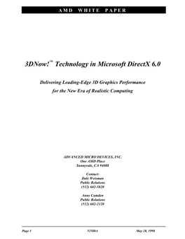 3Dnow! Technology in Microsoft Directx