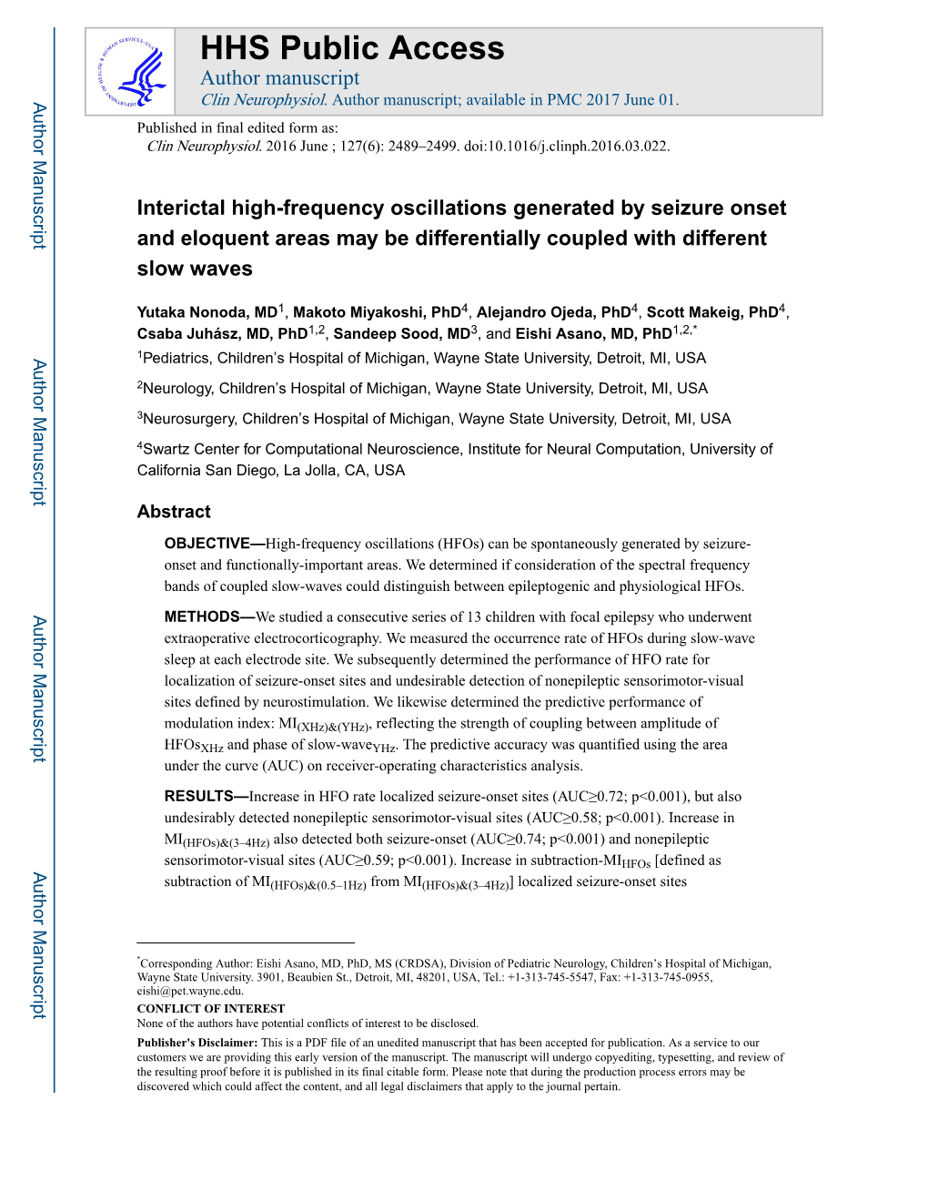 Interictal High-Frequency Oscillations Generated by Seizure Onset and Eloquent Areas May Be Differentially Coupled with Different Slow Waves