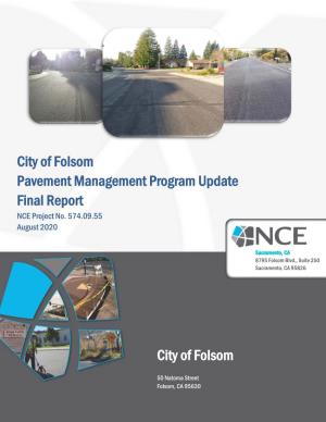 City of Folsom Pavement Management Program Update Final Report NCE Project No