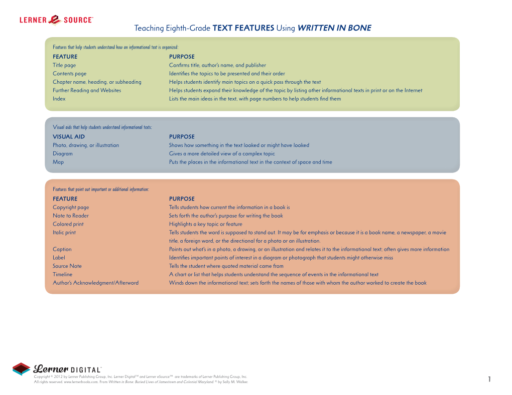 Teaching Eighth-Grade TEXT FEATURES Using WRITTEN in BONE