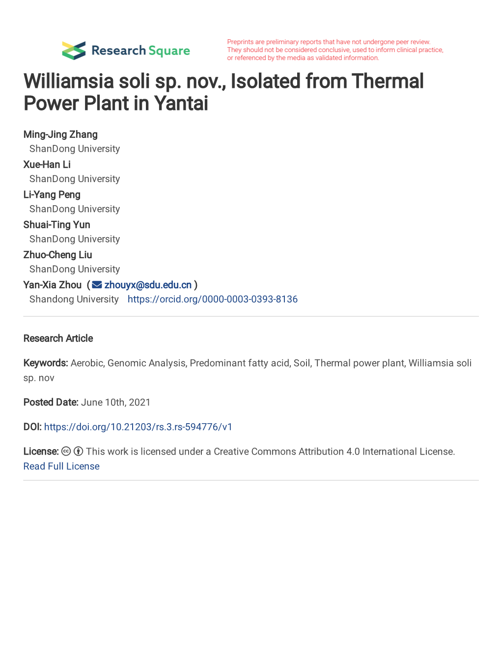 Williamsia Soli Sp. Nov., Isolated from Thermal Power Plant in Yantai