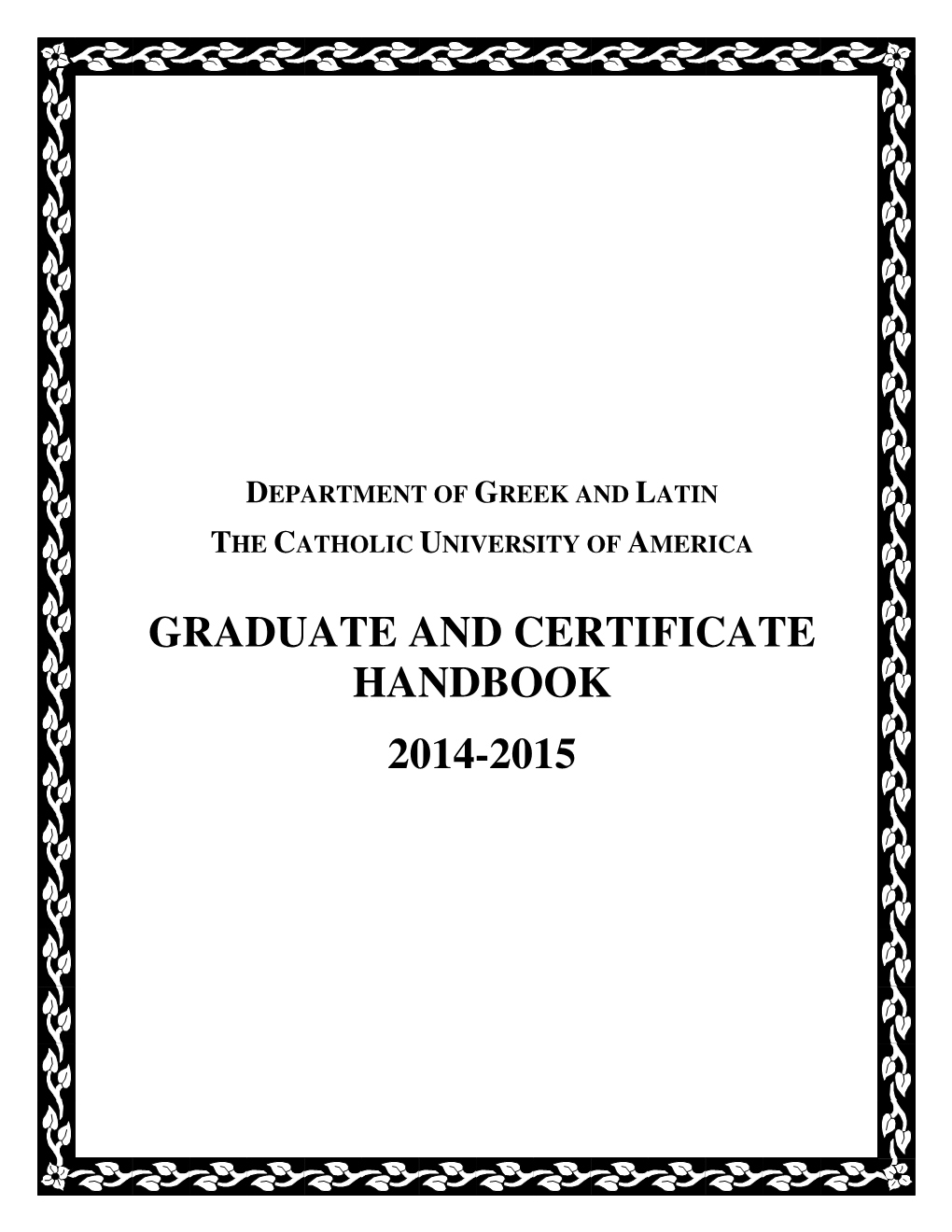 Graduate and Certificate Handbook 2014-2015