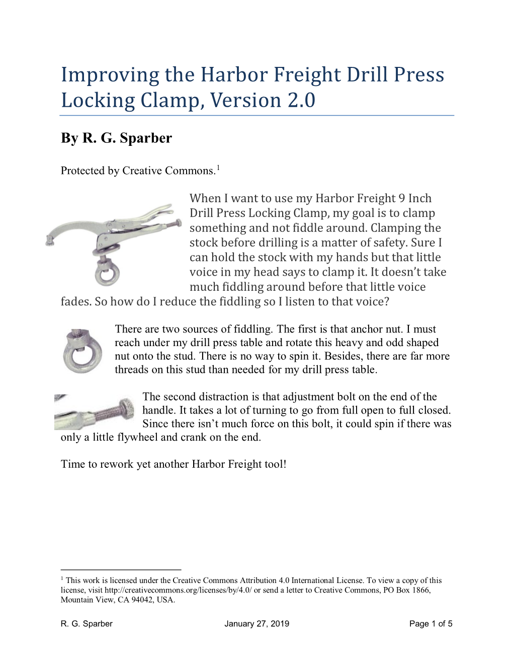 Improving the Harbor Freight Drill Press Locking Clamp, Version 2.0