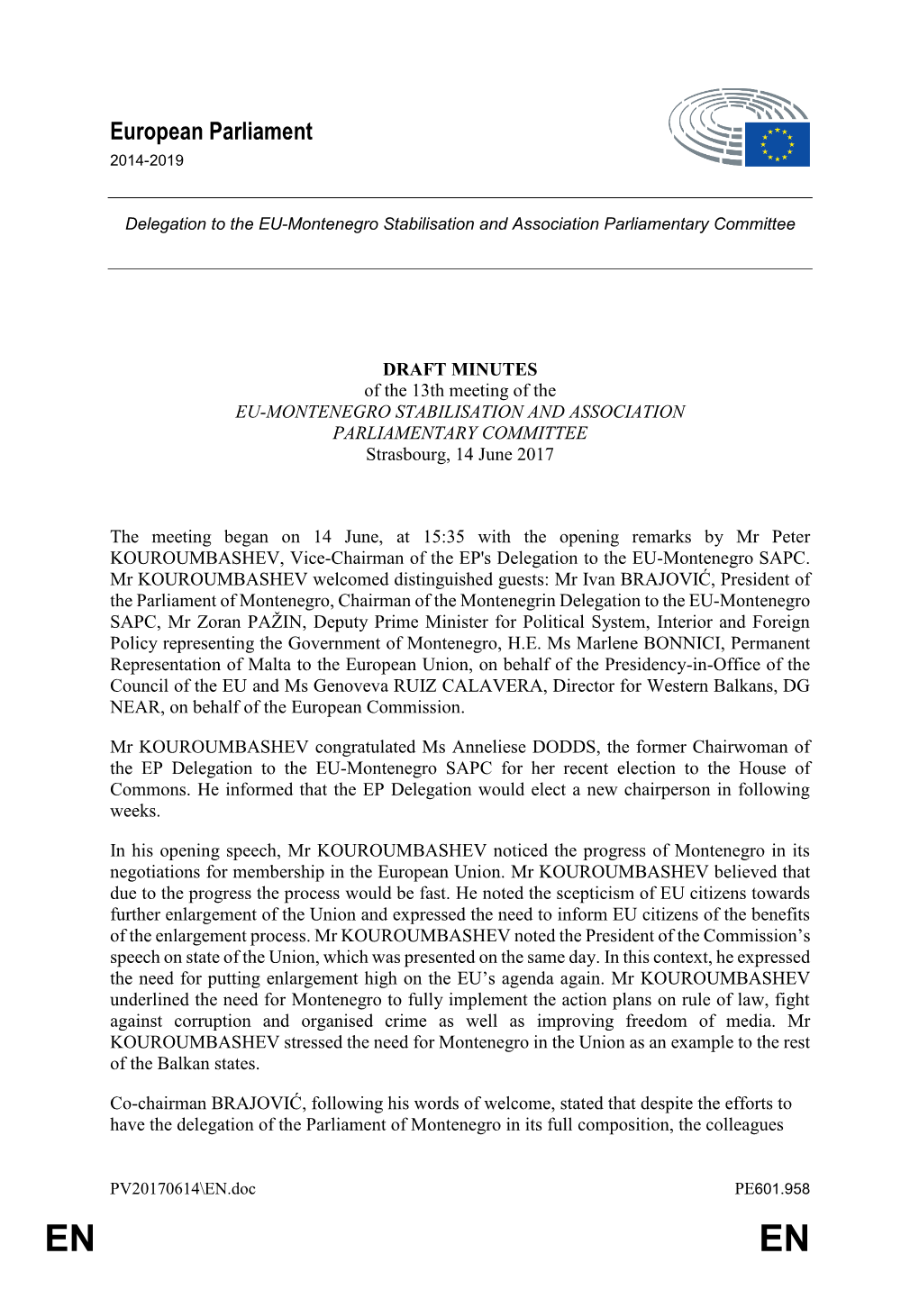 Minutes of the 13Th EU-Montenegro Stabilisation