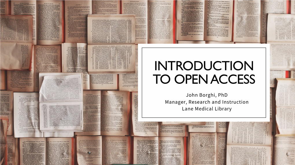 Introduction to Open Access