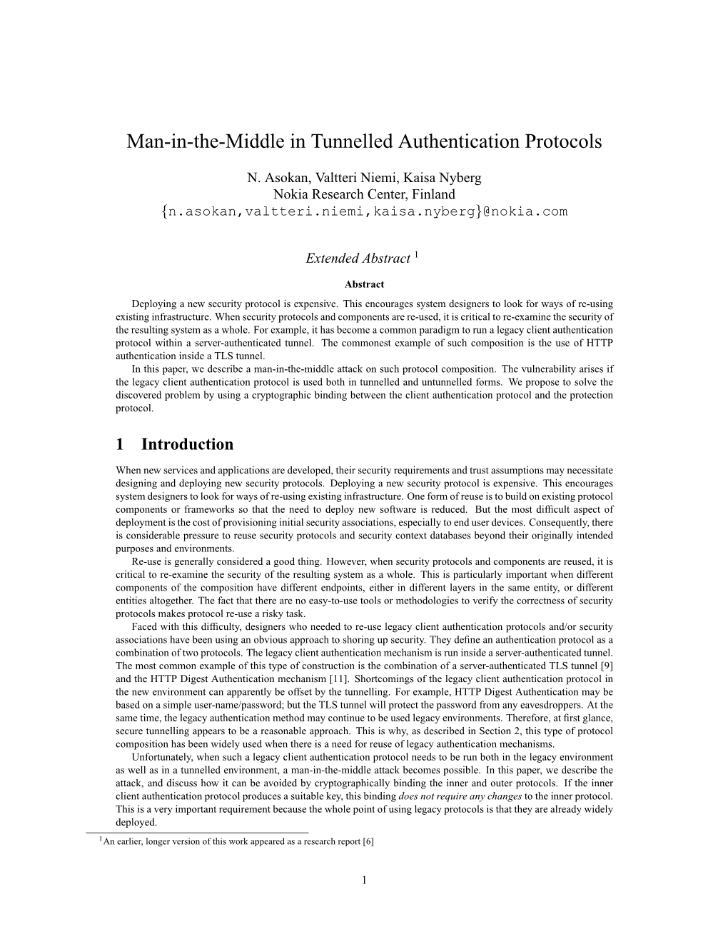Man-In-The-Middle in Tunnelled Authentication Protocols