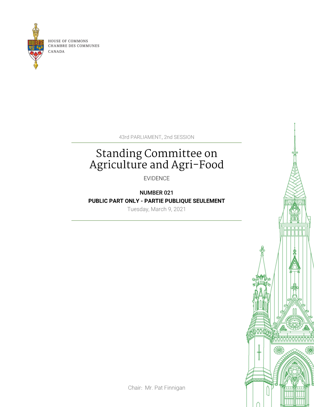 Evidence of the Standing Committee on Agriculture