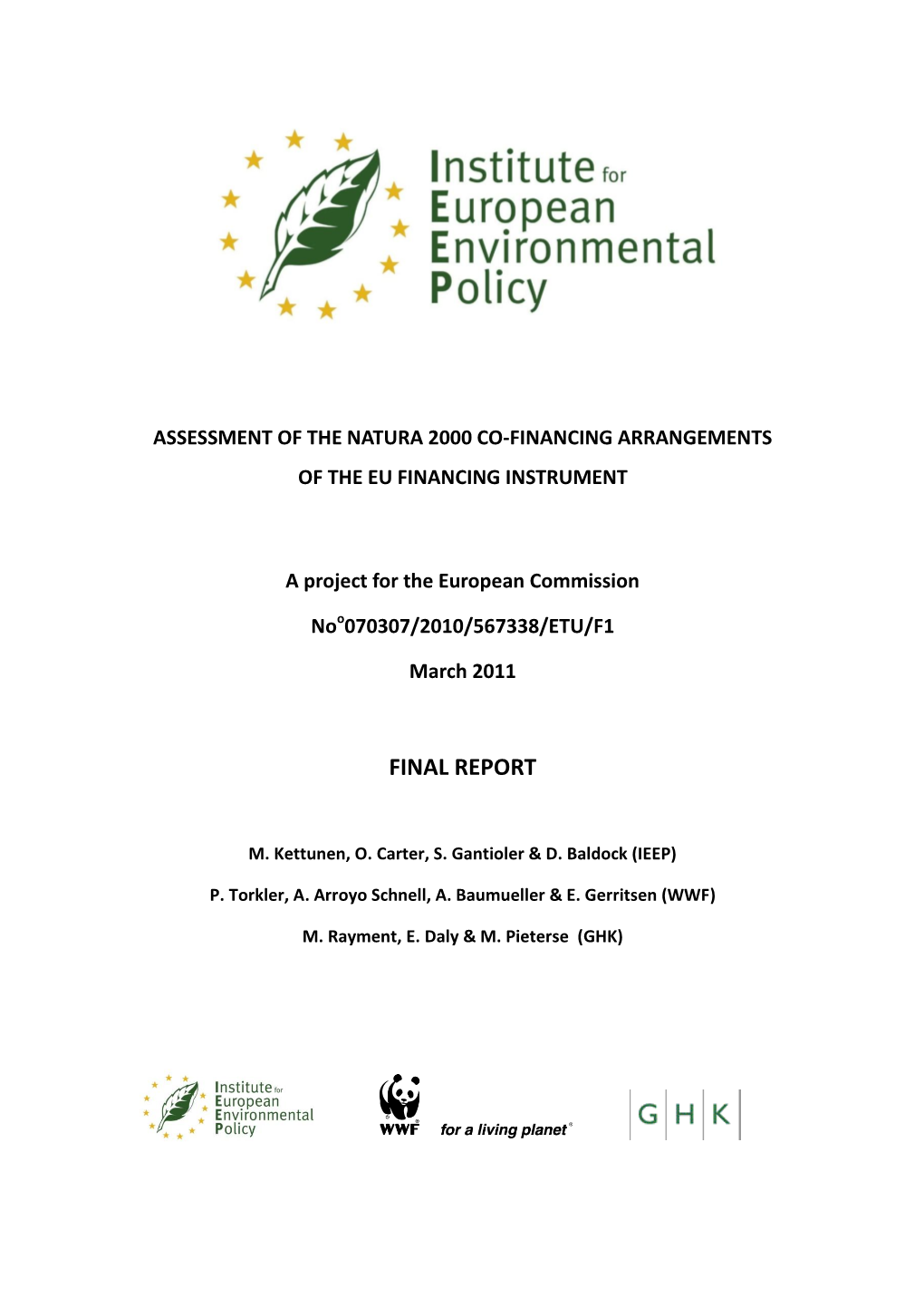 Assessment of Natura 2000 Co-Financing