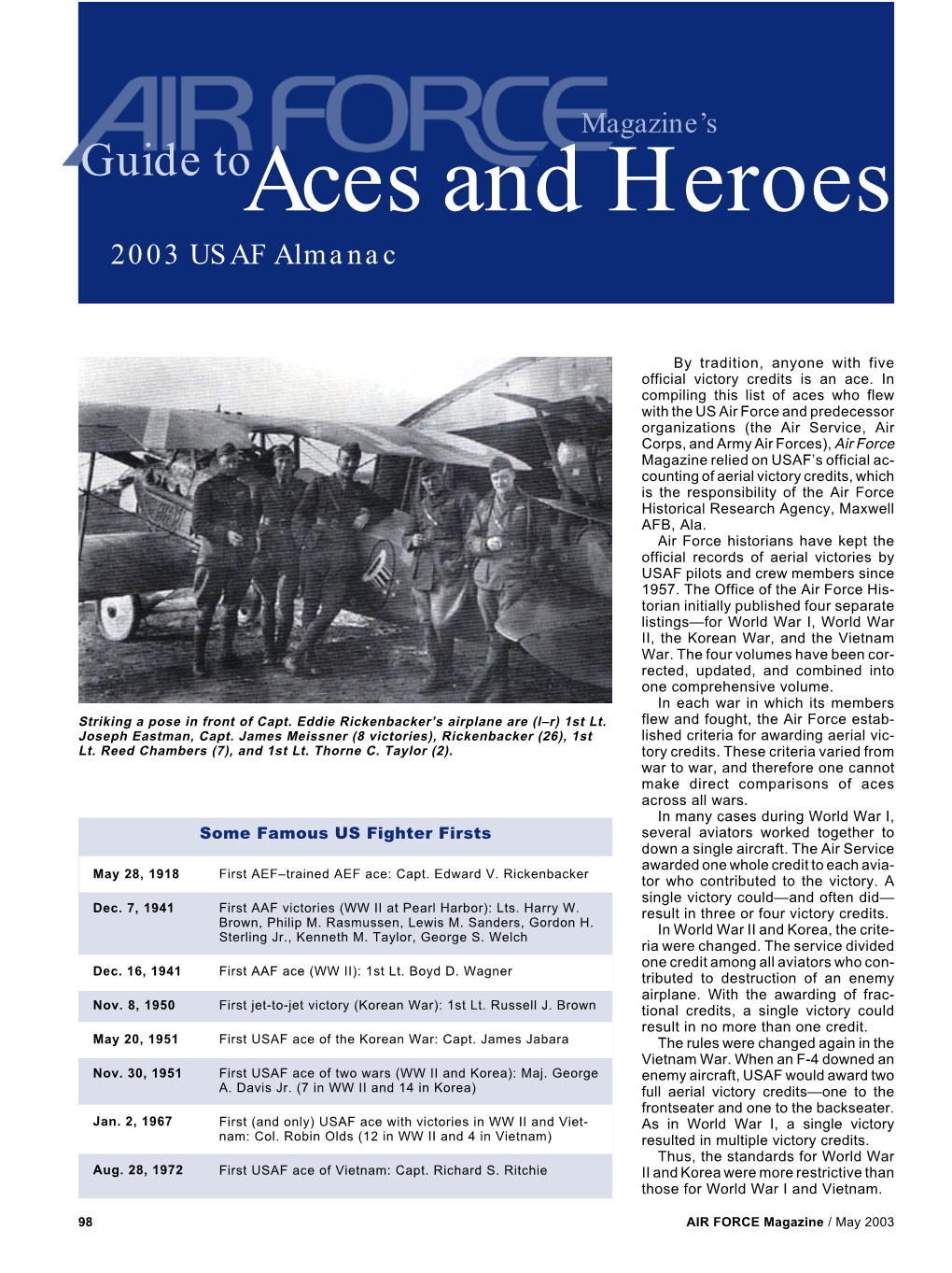 Aces and Heroes ■ 2003 USAF Almanac