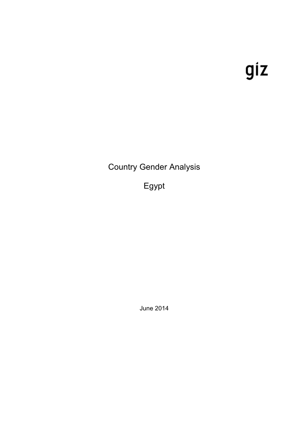 Country Gender Analysis-Egypt June 2014