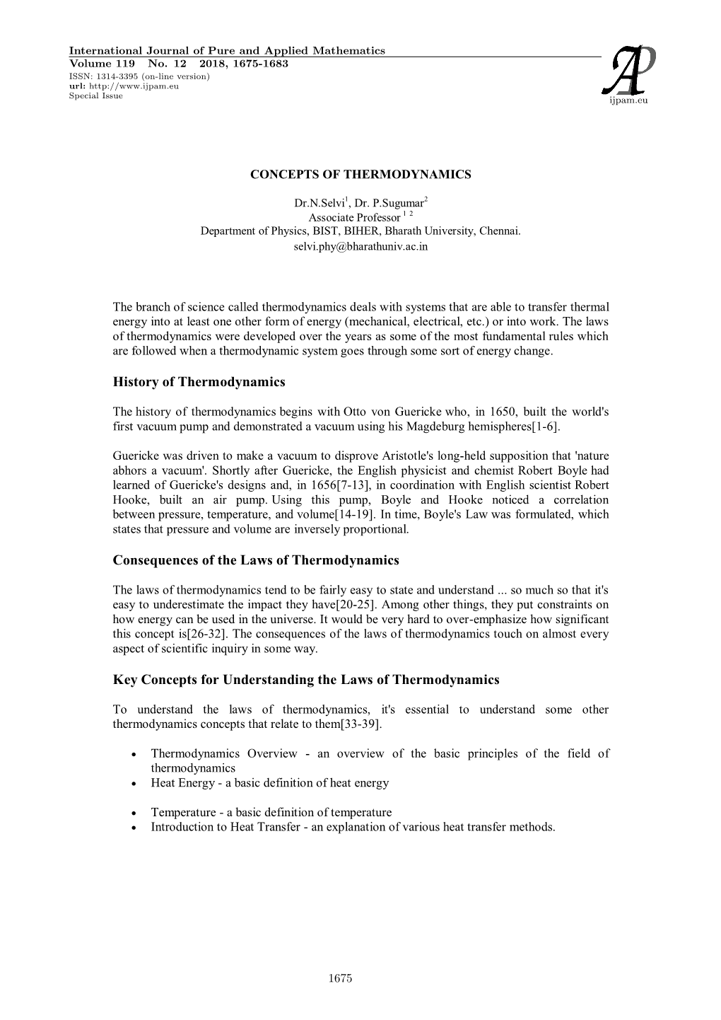 History of Thermodynamics Consequences of the Laws Of