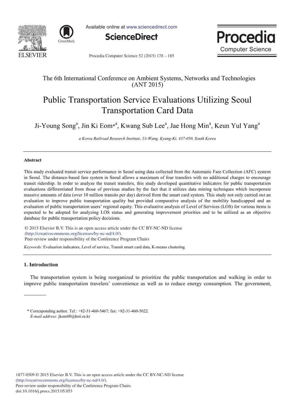 Public Transportation Service Evaluations Utilizing Seoul Transportation Card Data