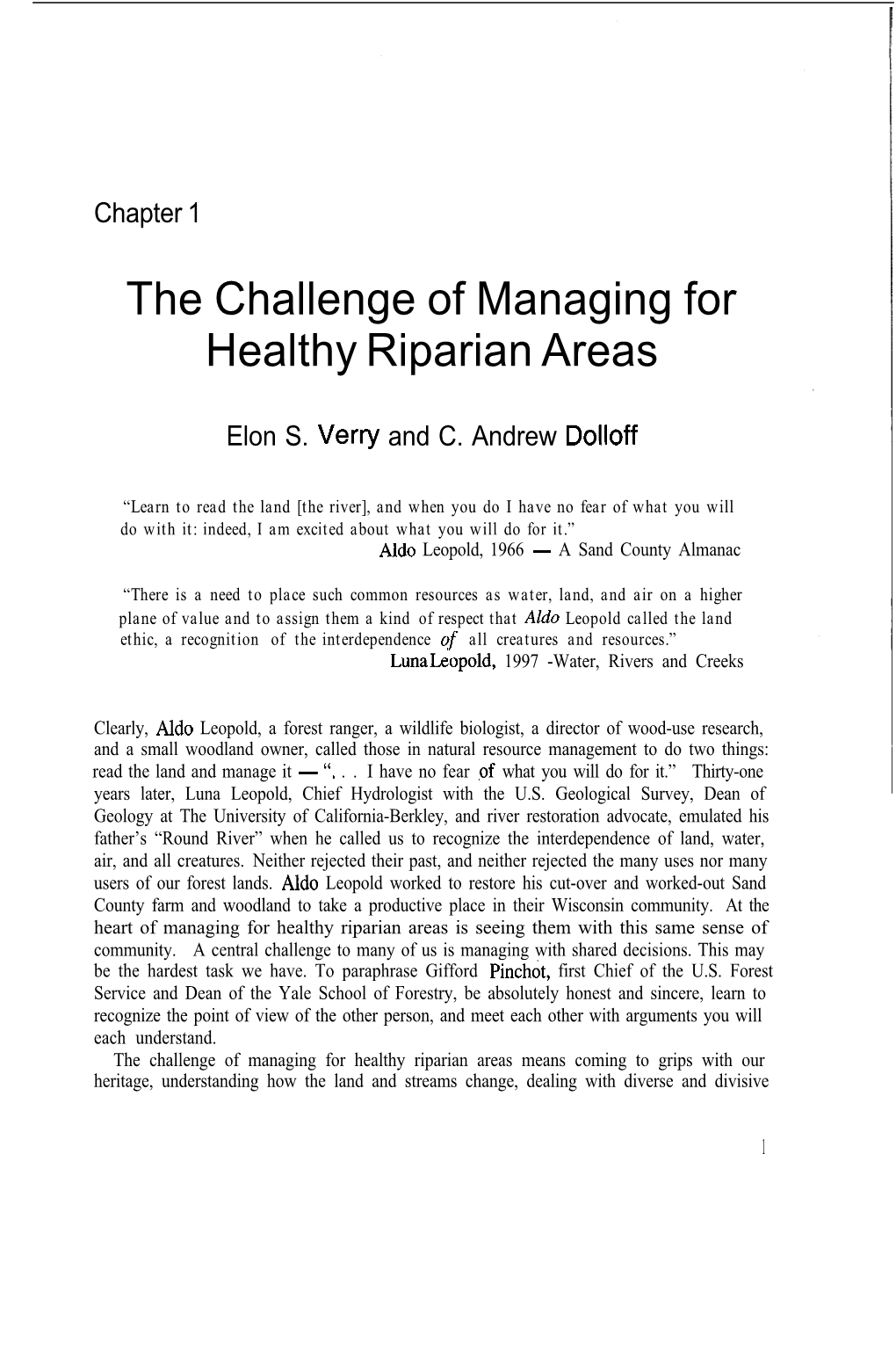 The Challenge of Managing for Healthy Riparian Areas