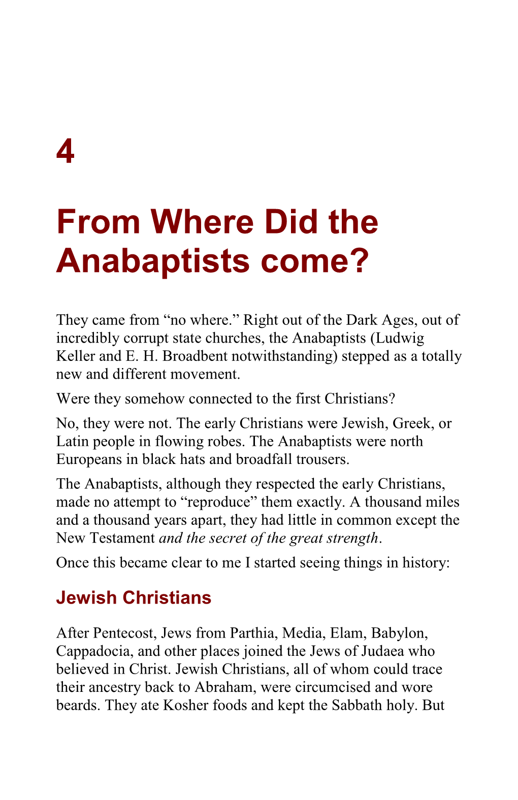 4 from Where Did the Anabaptists Come