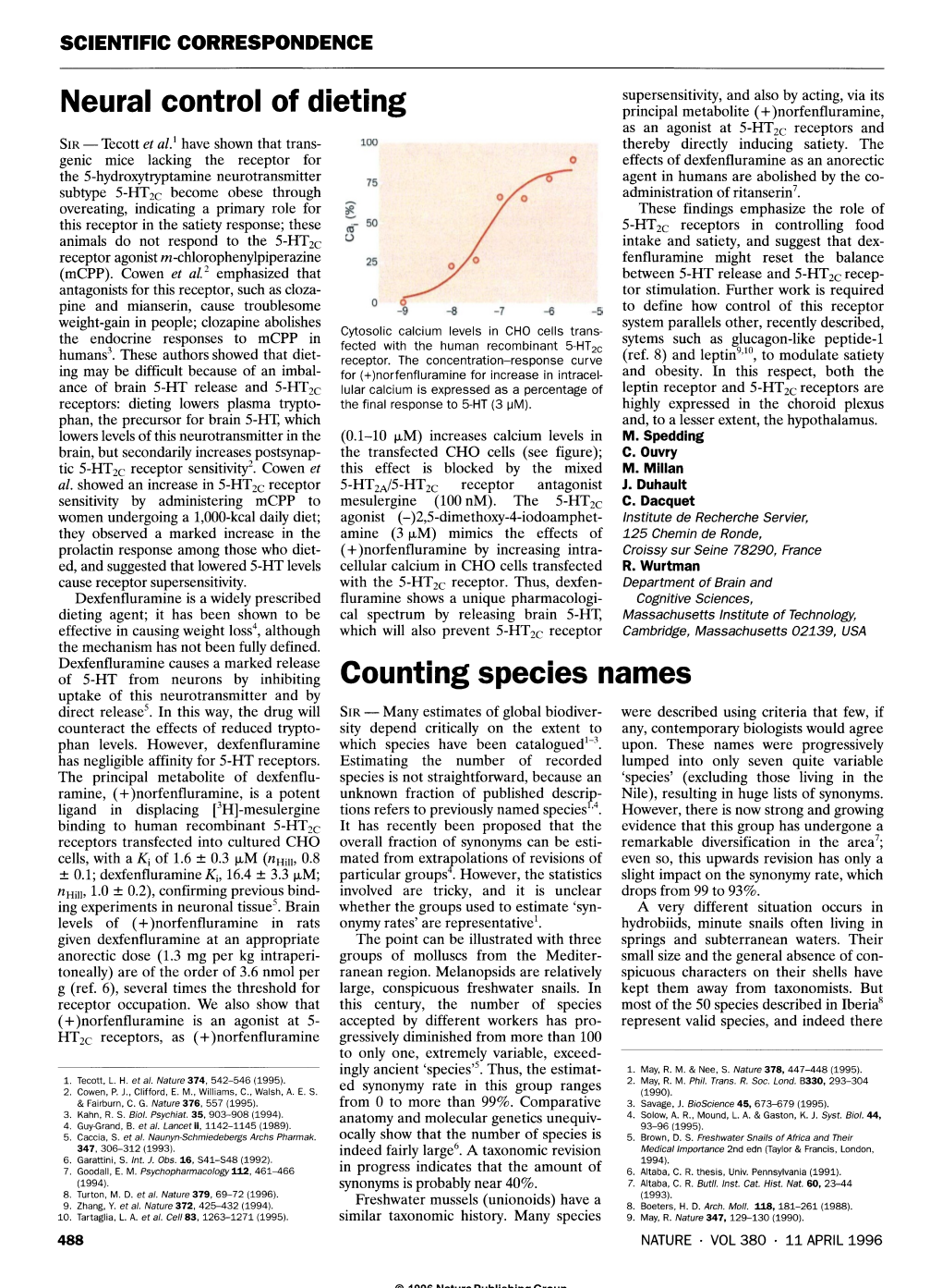 Neural Control of Dieting Counting Species Names