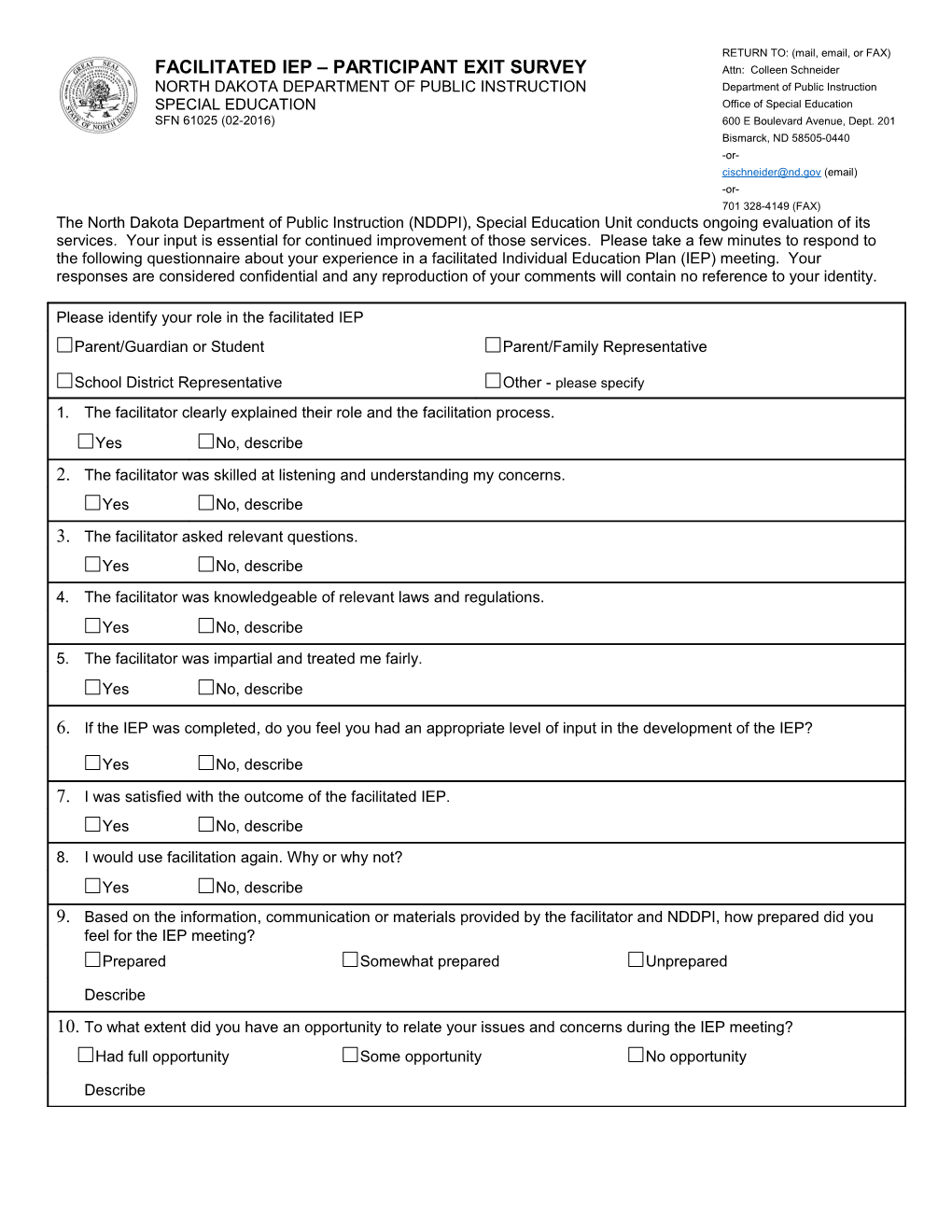 ND Department of Public Instruction-Special Education