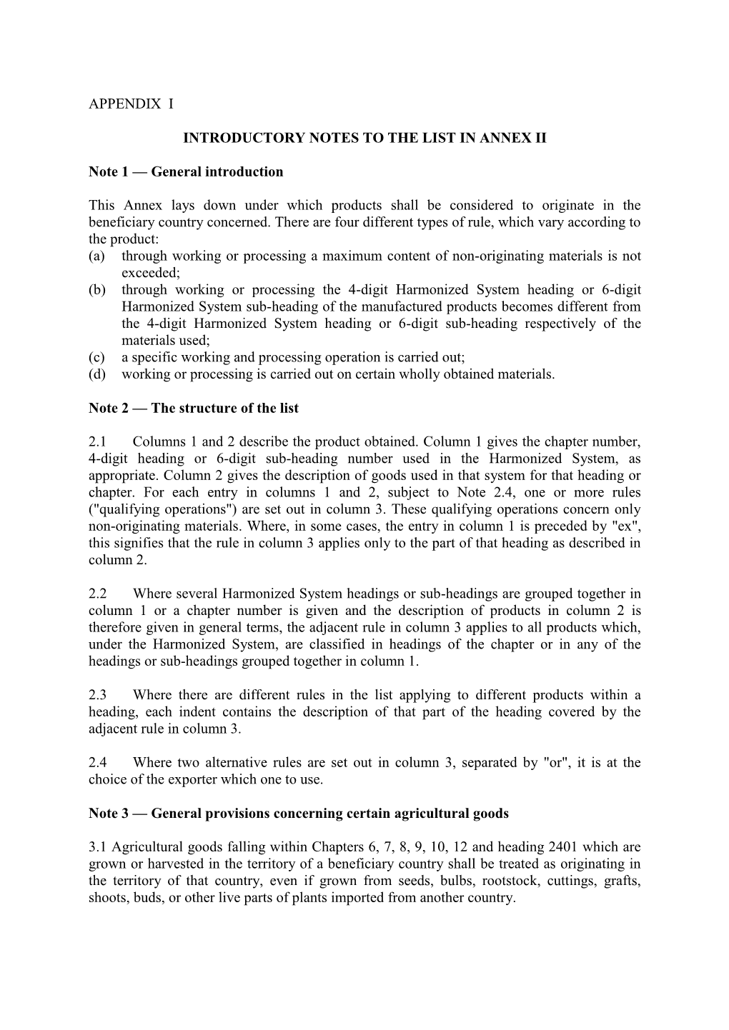 Appendix I Introductory Notes to the List in Annex Ii