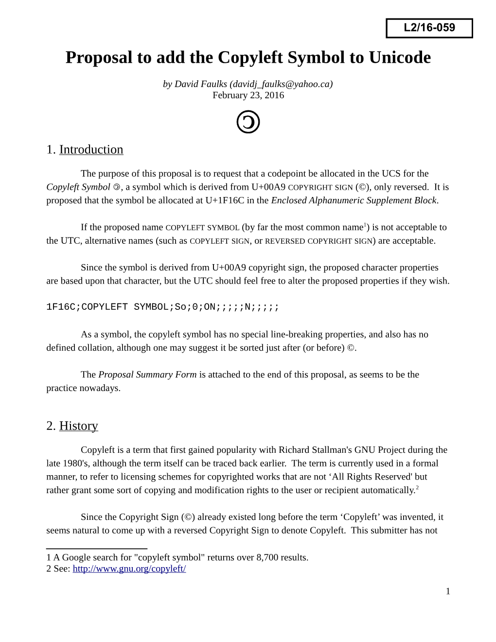 Proposal to Add the Copyleft Symbol to Unicode