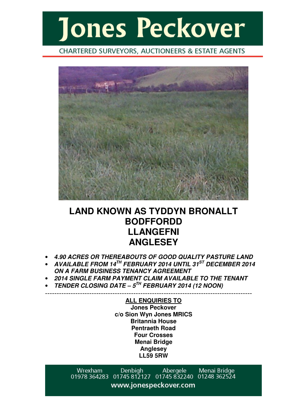 Land Known As Tyddyn Bronallt Bodffordd Llangefni Anglesey