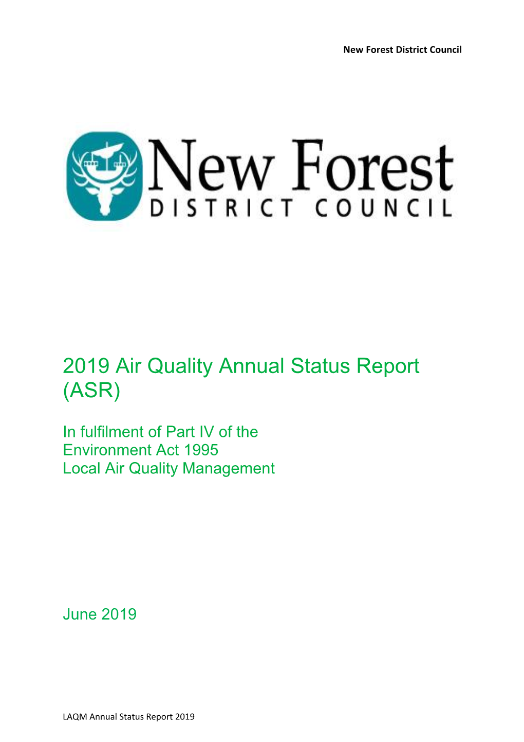 2019 Air Quality Annual Status Report (ASR)