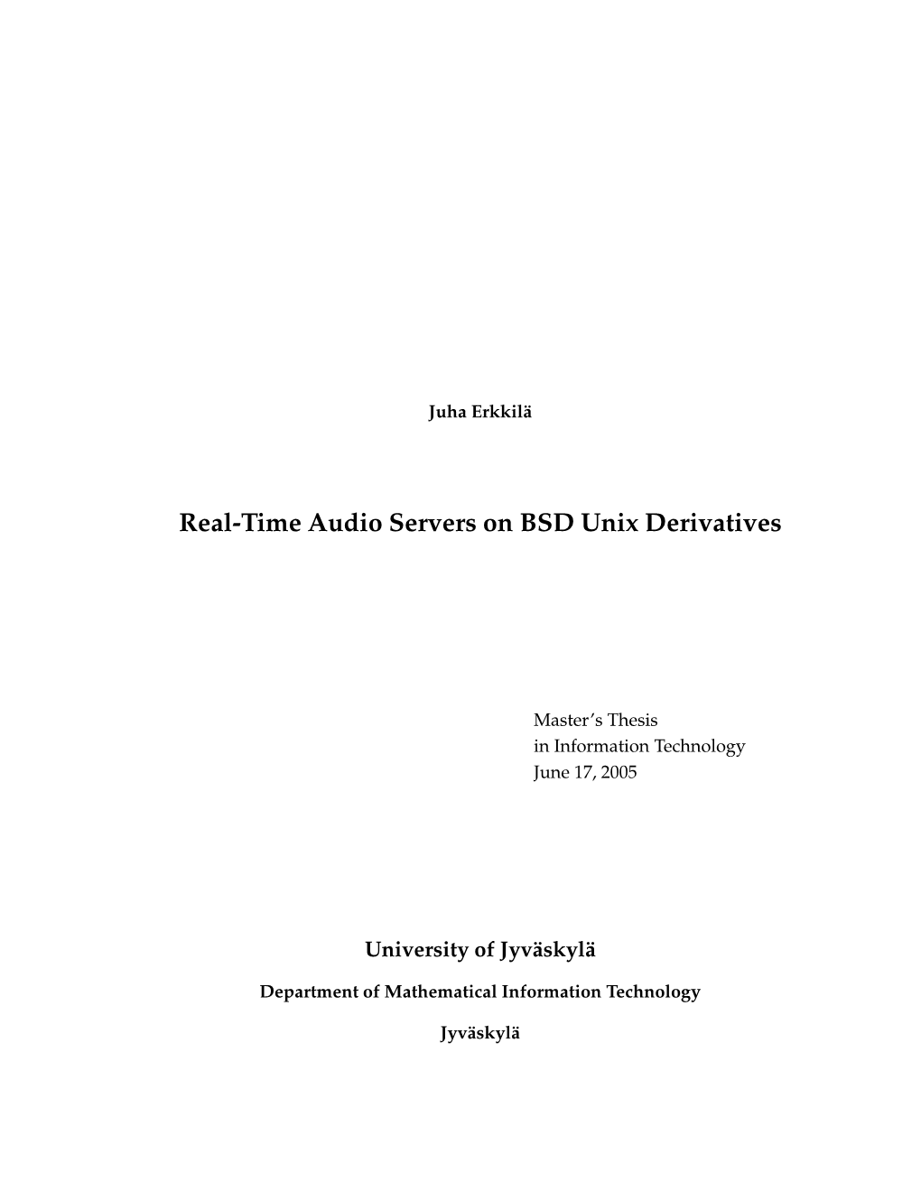 Real-Time Audio Servers on BSD Unix Derivatives