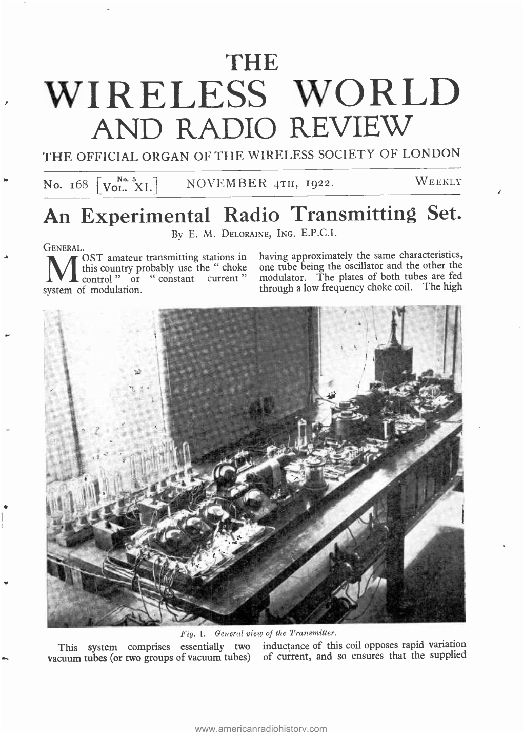 Wireless World and Radio Review the Official Organ of the Wireless Society of London