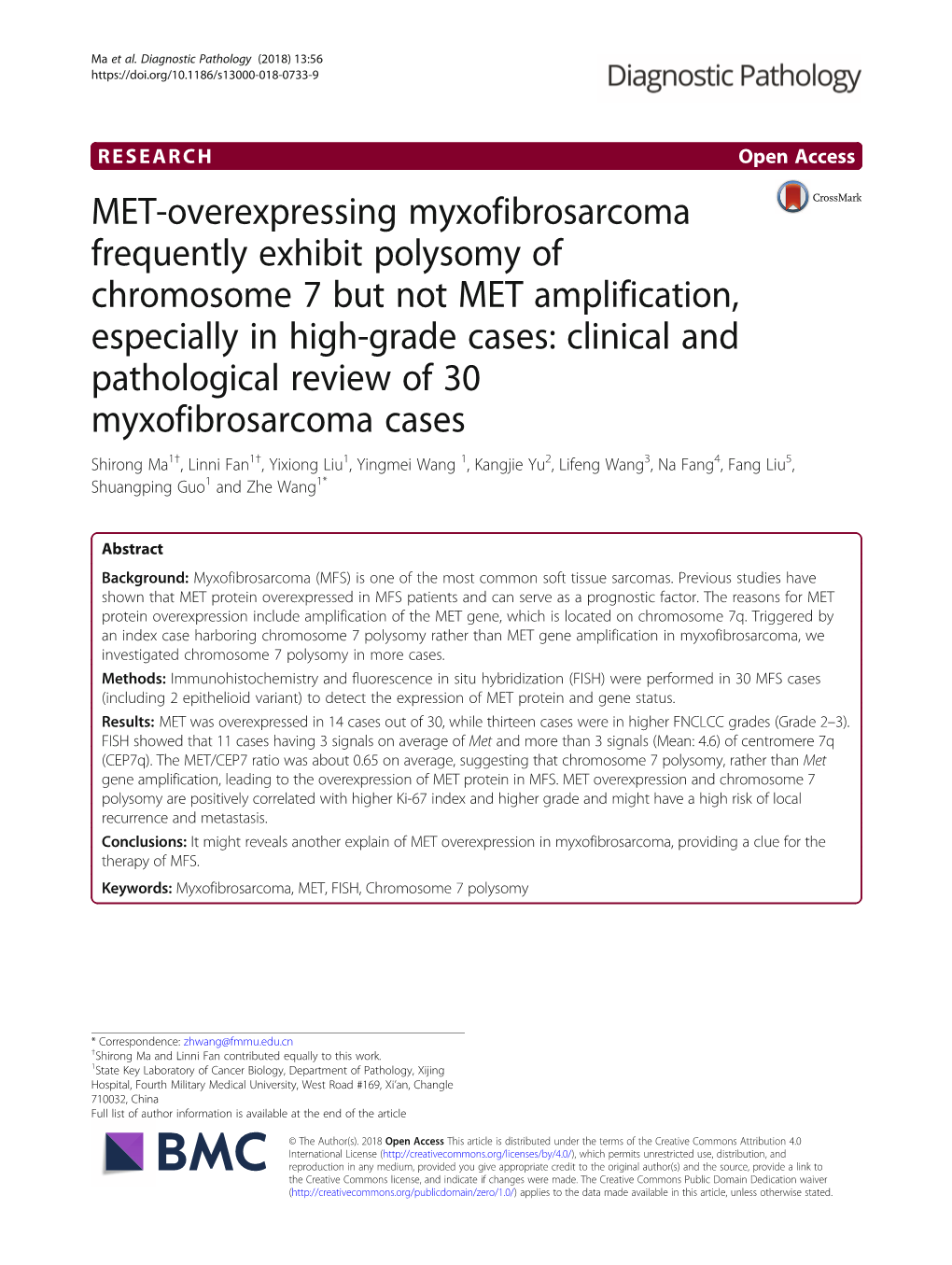 MET-Overexpressing Myxofibrosarcoma Frequently