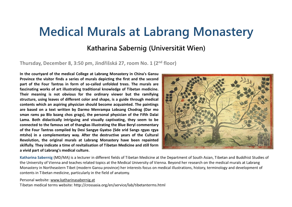 Medical Murals at Labrang Monastery Katharina Sabernig (Universität Wien)