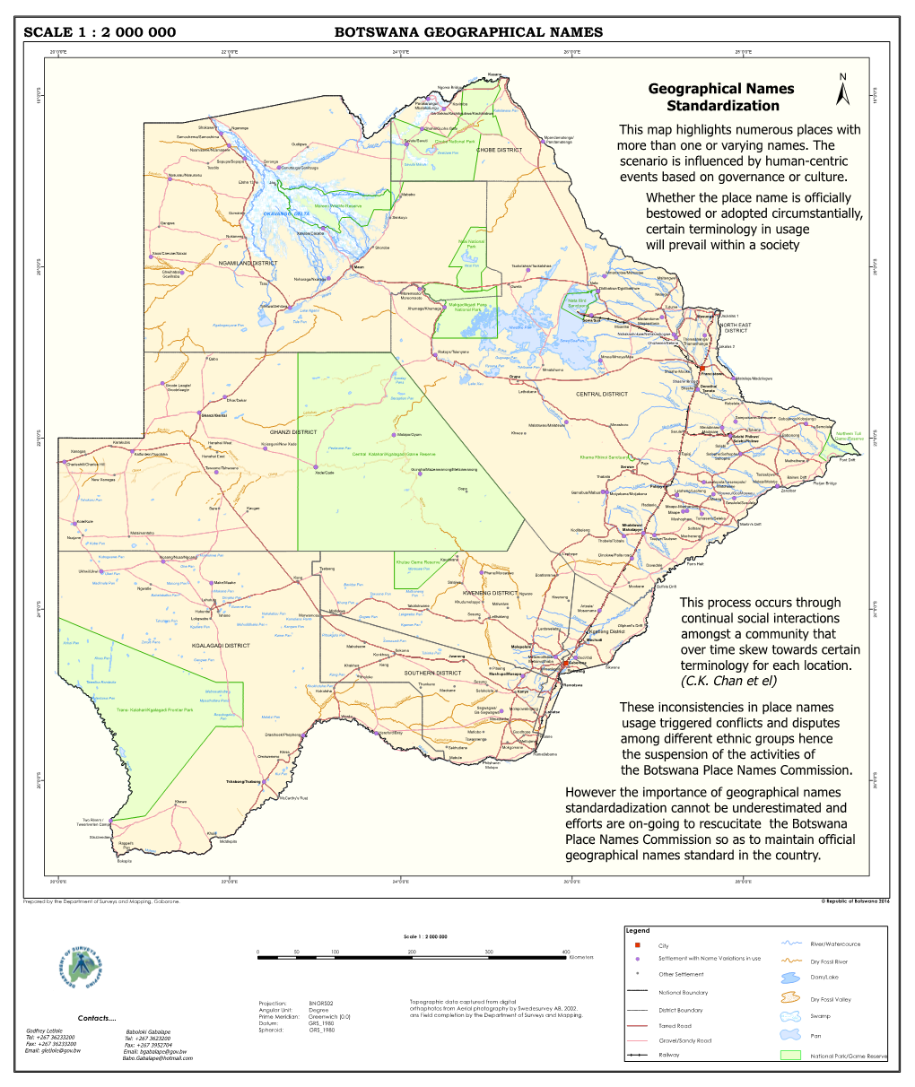 Geographical Names Standardization BOTSWANA GEOGRAPHICAL