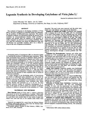 Legumin Svnthesis in Developing Cotyledons of Vicia.Faba L.1 Received for Publication March 9,1971